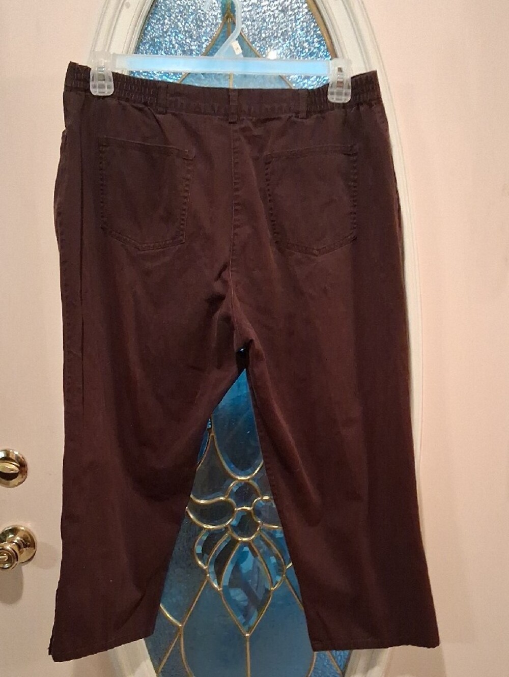 Ruby Rd. Dark Brown Cropped Capris with Button Cuff - Picture 3 of 7